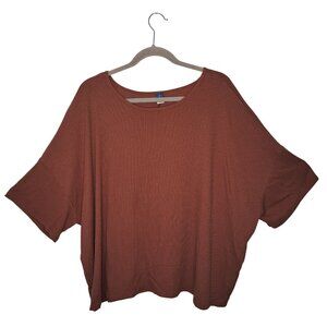 Old Navy Luxe Rust Red Brown Ribbed Boxy Tee Plus Size XXL